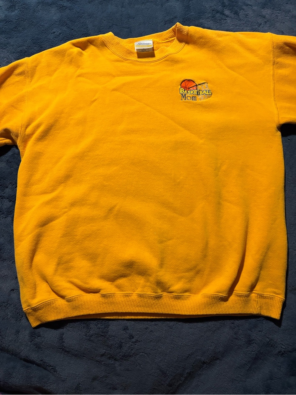 Embroidered “Basketball Mom” logo Yellow Crewneck Sweatshirt